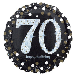 Sparkling Happy Birthday 70 Foil Balloon 45cm - Party Savers