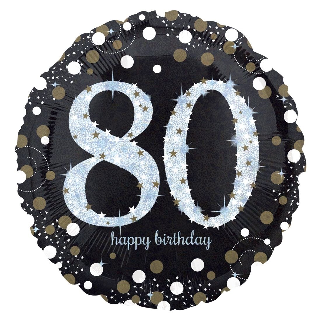 Sparkling Happy Birthday 80 Foil Balloon 45cm - Party Savers