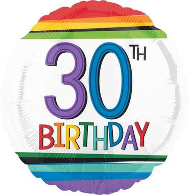 Rainbow Happy Birthday 30 Foil Balloon 45cm - Party Savers