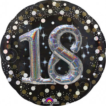 18th Sparkling Birthday Holographic Multi-Balloon 91cm Each - Party Savers