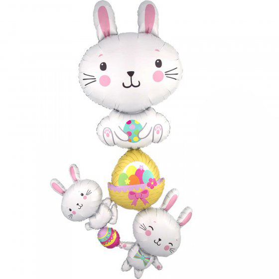 Multi-Balloon Bunny Stacker Foil Balloon 88cm x 154cm Each - Party Savers