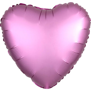 Bright Pink Satin Heart Foil Balloon 43cm - Party Savers