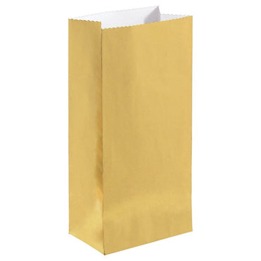 Mini Paper Bags Gold Foil 12pk - Party Savers