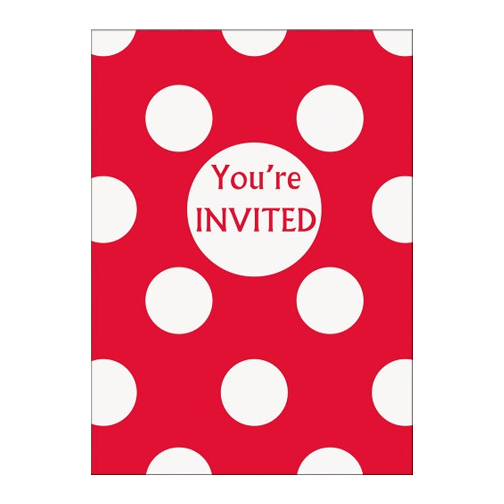 Red Dots Invitations 8pk - Party Savers