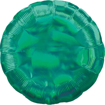 Holographic Iridescent Green Circle Foil Balloon 45cm Each - Party Savers