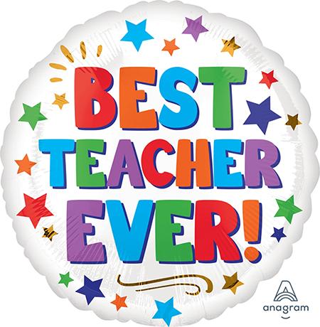 Best Teacher Ever Foil Balloon 45cm Each