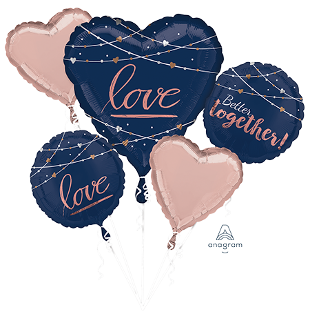 Navy Wedding Love Better Together Balloon Bouquet 5pk