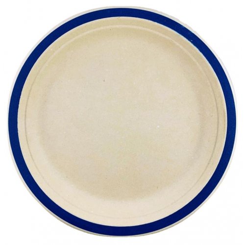 Royal blue Sugarcane Plate 180MM 10pk - Party Savers