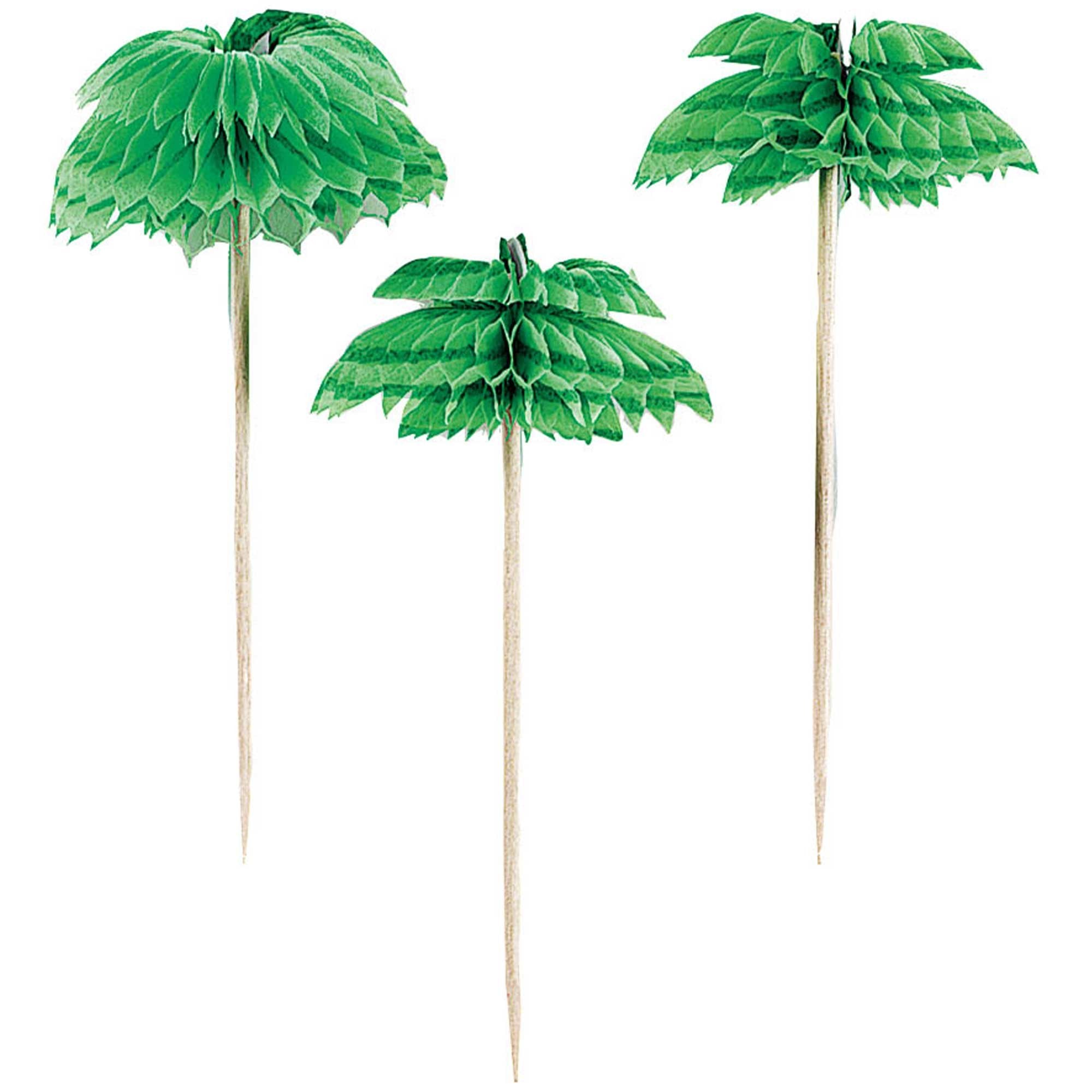 Palm Tree Honeycomb & Wooden Picks 10cm 12pk