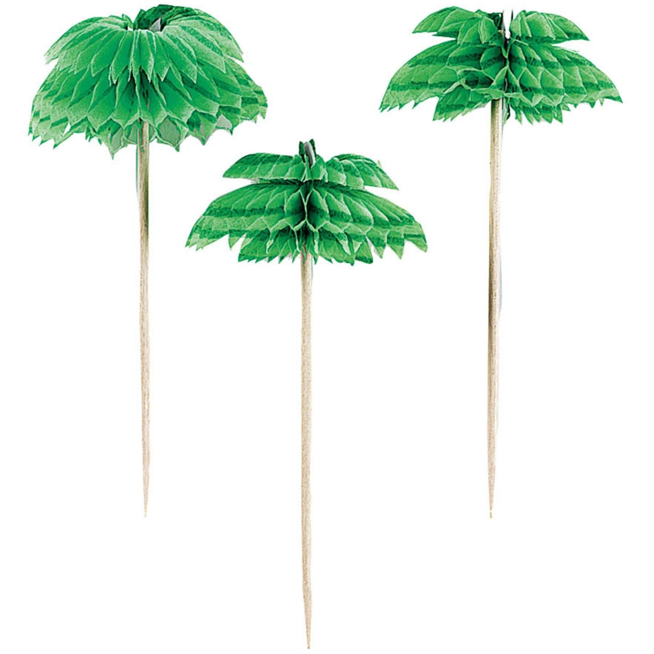Palm Tree Honeycomb & Wooden Picks 12pk - Party Savers