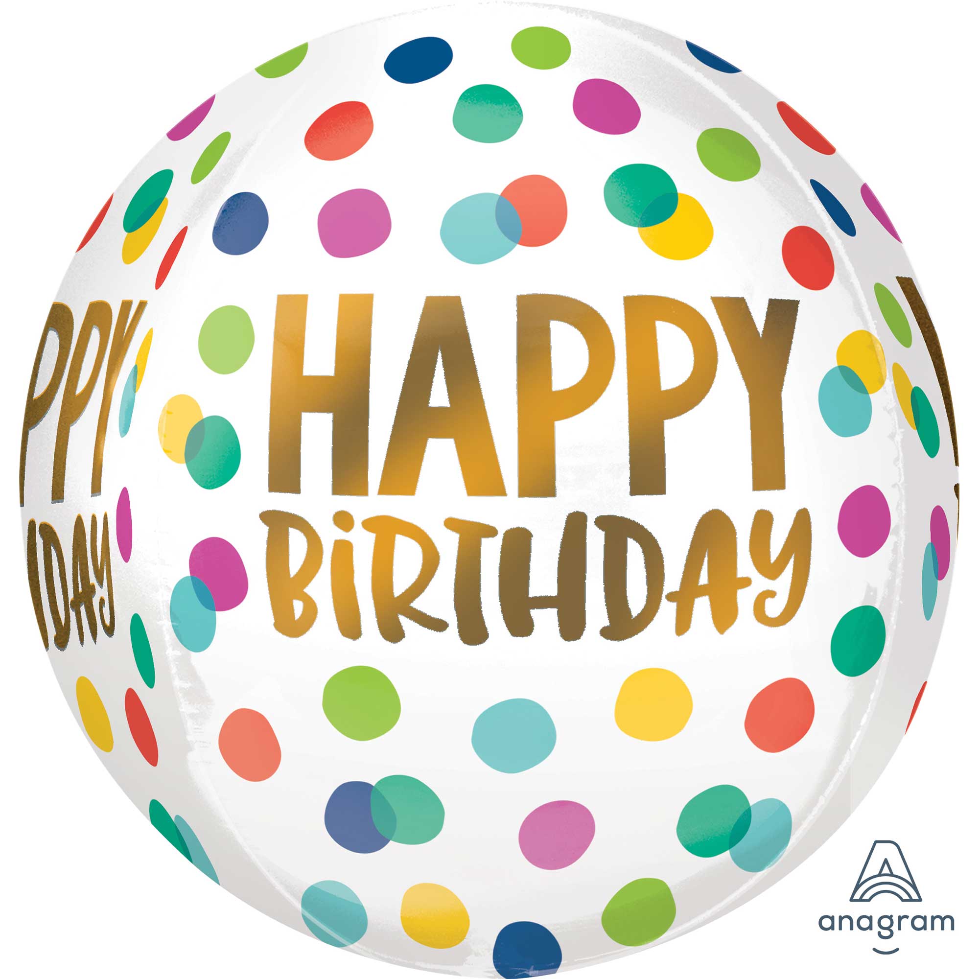 Happy Birthday Dots Orbz Balloon 38cm x 40cm - Party Savers