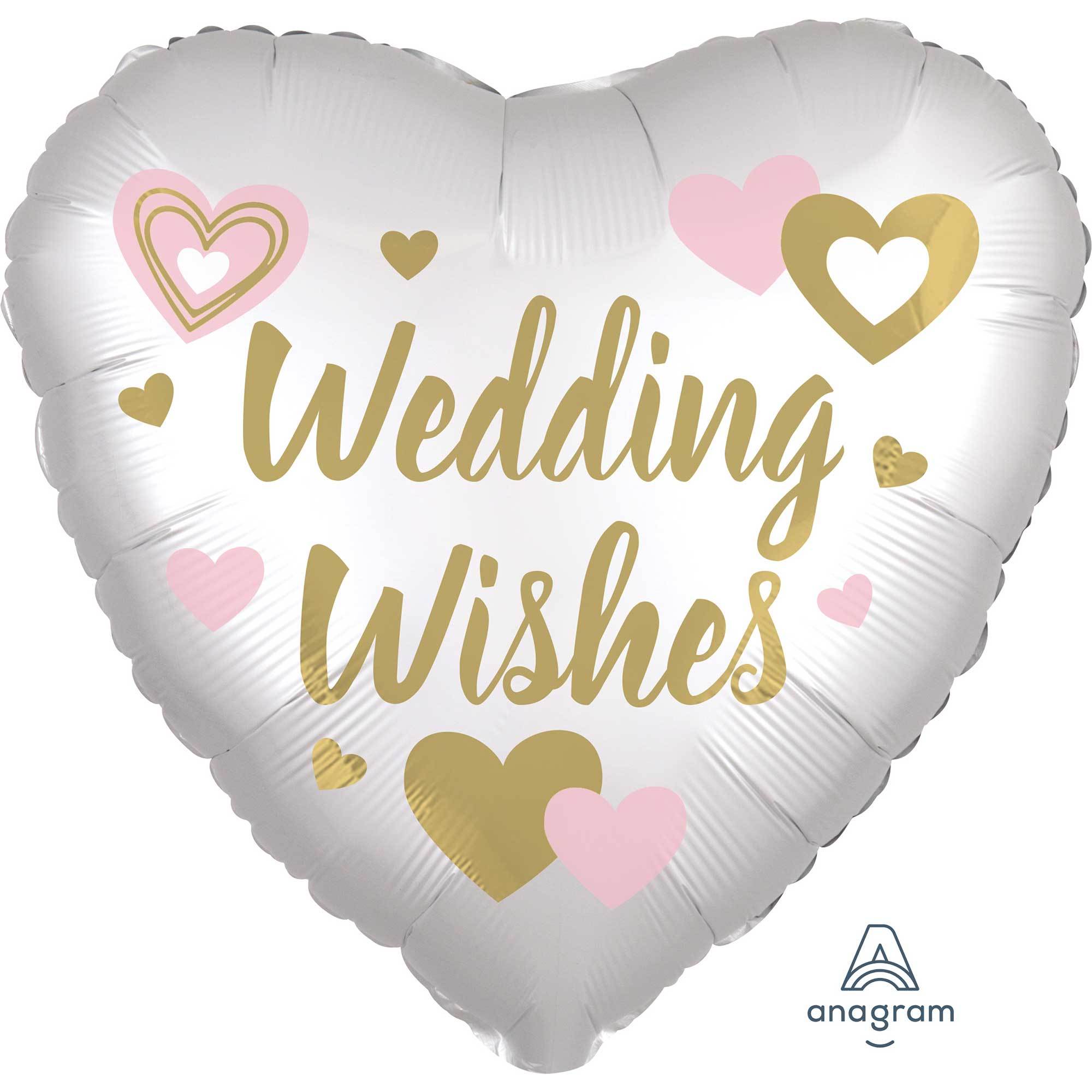 Wedding Wishes White Foil Balloon 45cm Each