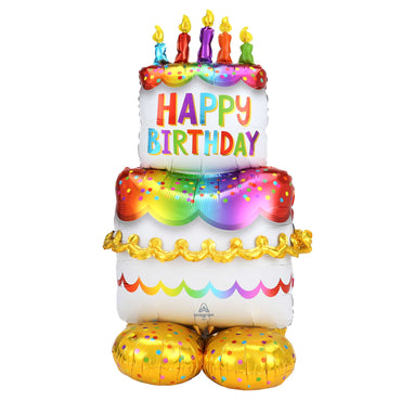 AirLoonz Happy Birthday Cake Foil Balloon 71cm x 139cm Each - Party Savers