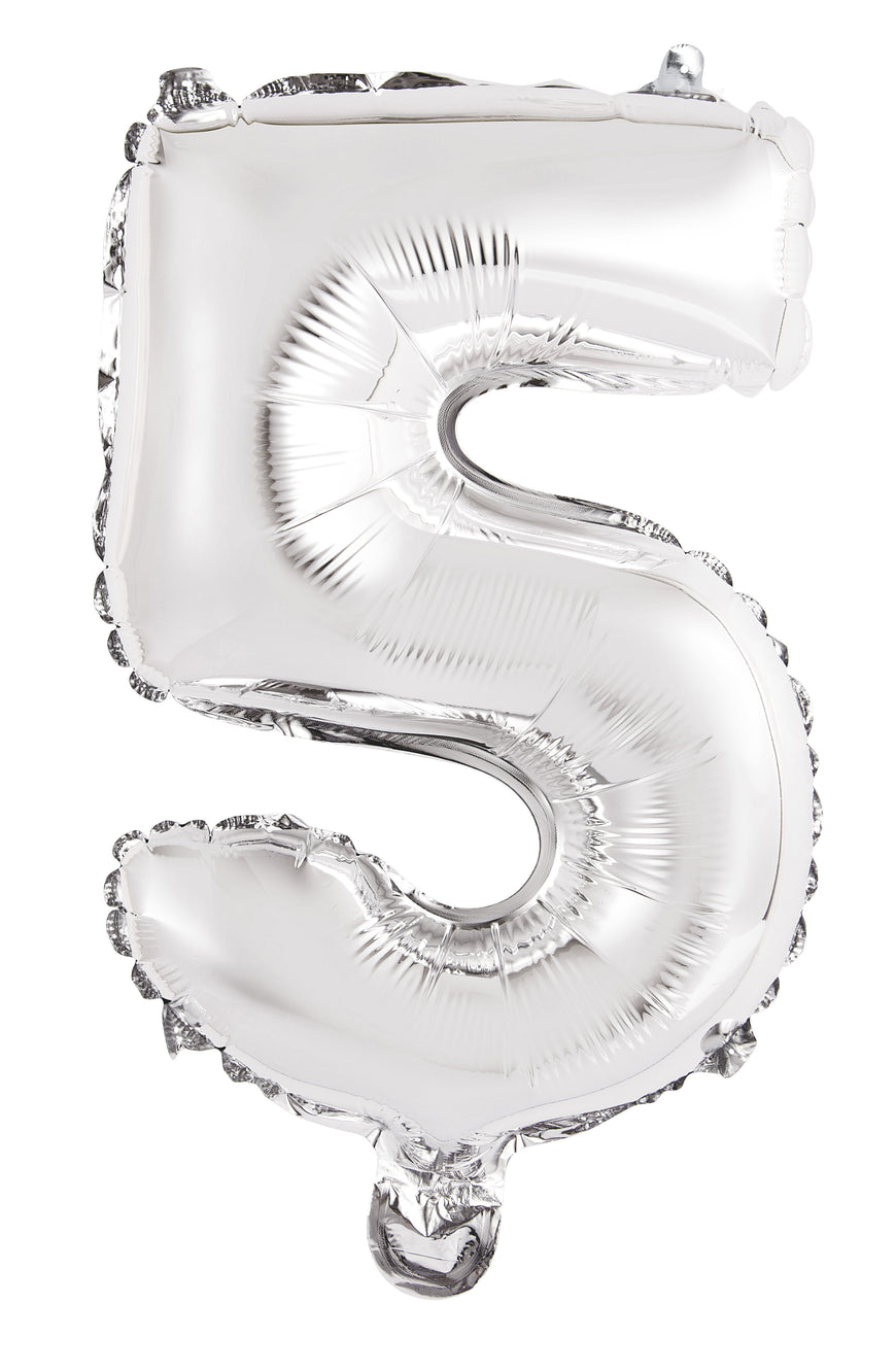 Number 5 Silver Foil Balloon 35cm - Party Savers
