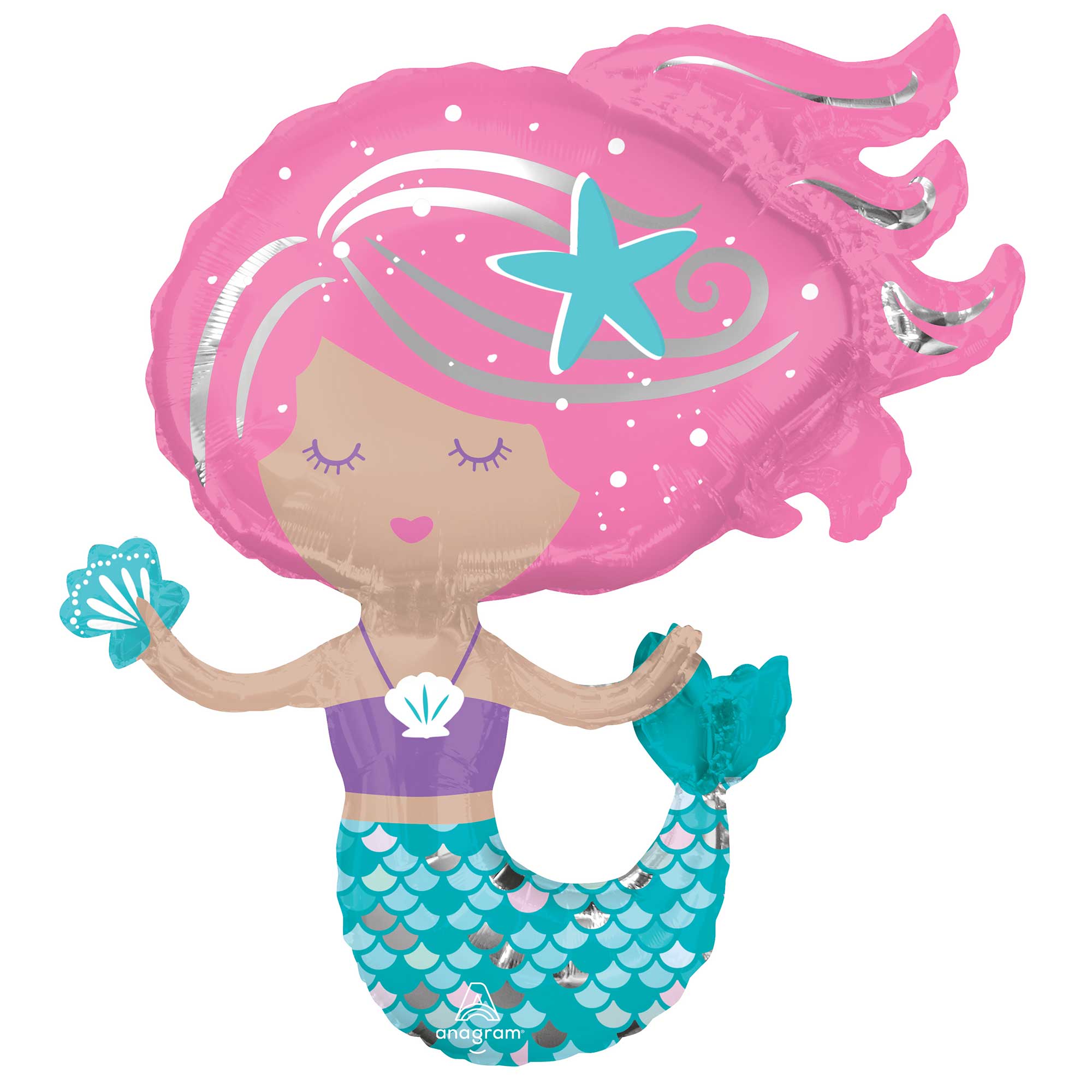Shimmering Mermaid Supershape Foil Balloon Each
