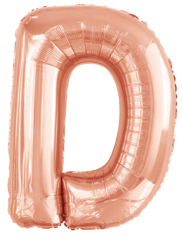 Letter D Rose Gold Foil Balloon 86cm - Party Savers