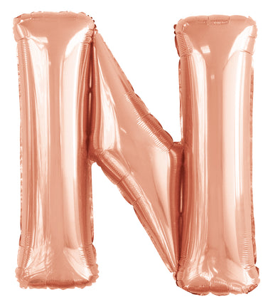 Letter N Rose Gold Foil Balloon 86cm - Party Savers