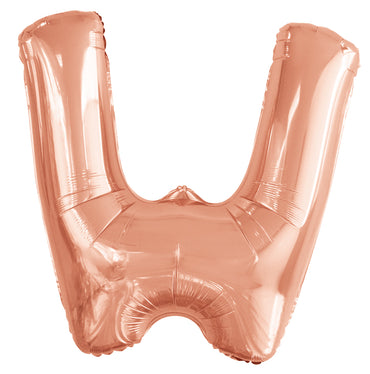 Letter W Rose Gold Foil Balloon 86cm - Party Savers