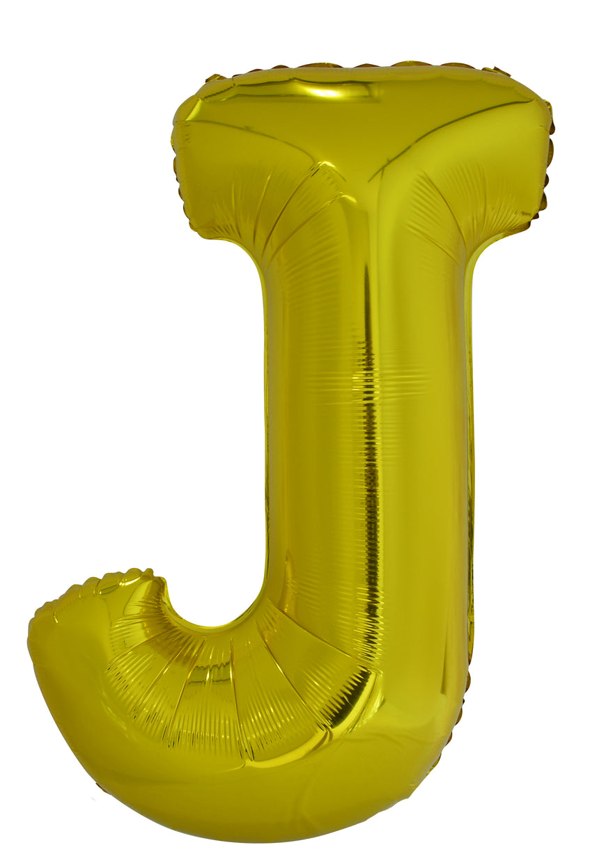 Letter J Gold Foil Balloon 86cm - Party Savers