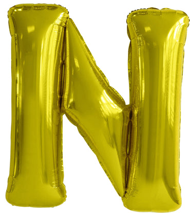 Letter N Gold Foil Balloon 86cm - Party Savers