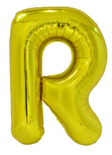 Letter R Gold Foil Balloon 86cm - Party Savers