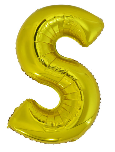 Letter S Gold Foil Balloon 86cm - Party Savers