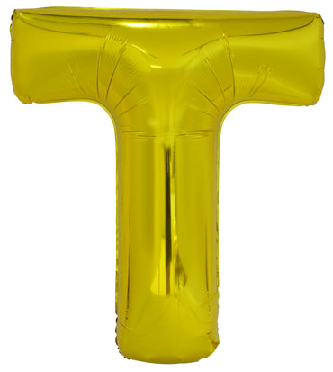 Letter T Gold Foil Balloon 86cm - Party Savers