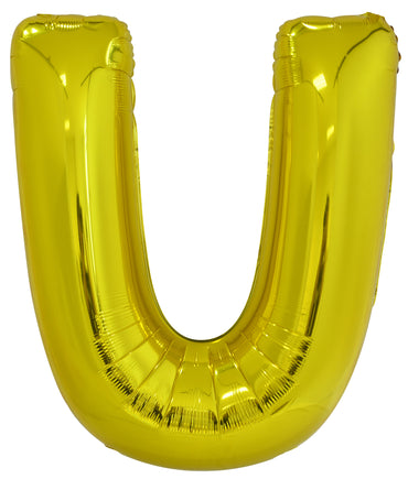 Letter U Gold Foil Balloon 86cm - Party Savers