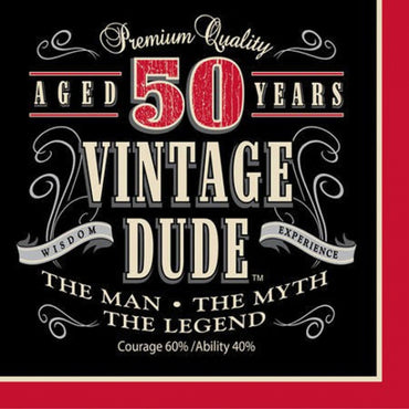 Vintage Dude 50th Birthday Lunch Napkins - Party Savers