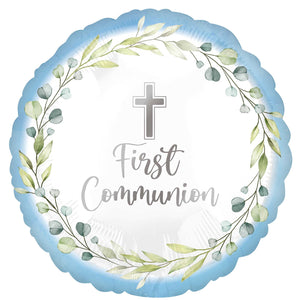 My First Communion Blue Foil Balloon 45cm Each