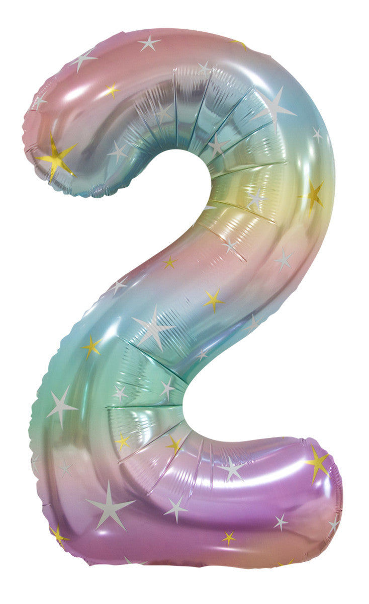 Pastel Rainbow Number 2 Foil Balloon 86 cm Each