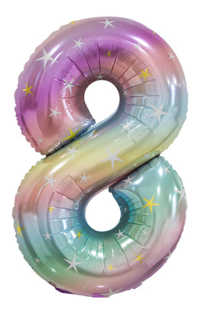 Pastel Rainbow Number 8 Foil Balloon 86 cm Each