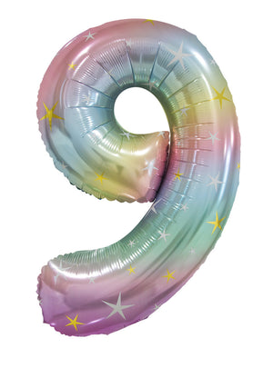 Pastel Rainbow Number 9 Foil Balloon 86 cm Each