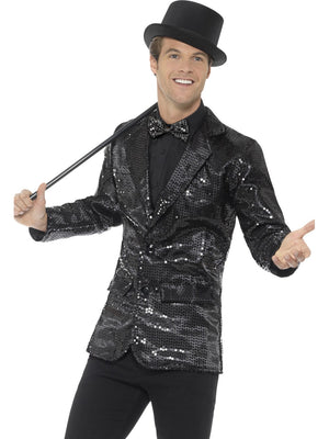 Mens Costume - Black Sequin Jacket - Party Savers