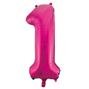 Number 1 Bright Pink Foil Balloon 86cm - Party Savers