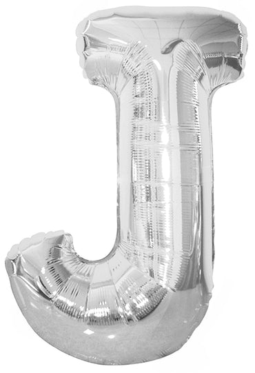 Letter J Silver Foil Balloon 86cm - Party Savers