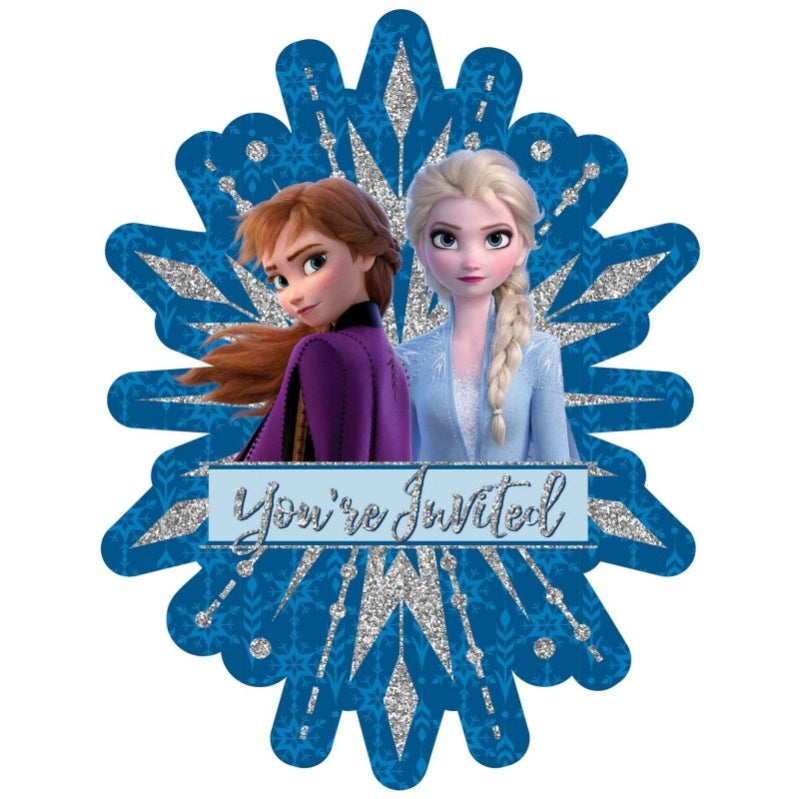 Frozen 2 Jumbo Deluxe Invitations Glittered 8pk - Party Savers