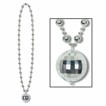 Disco Ball Beads with Disco Ball Medallion 36in - Party Savers