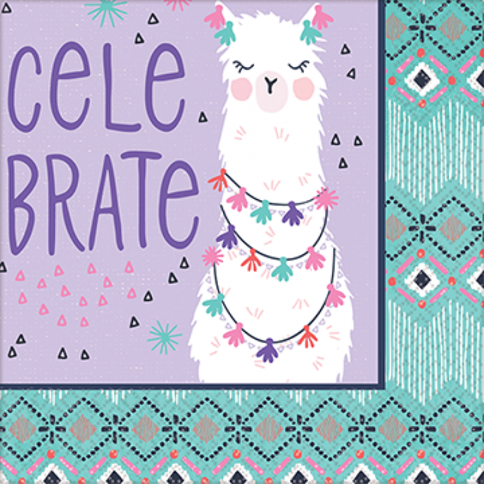 Llama Fun Beverage Napkins 16pk - Party Savers