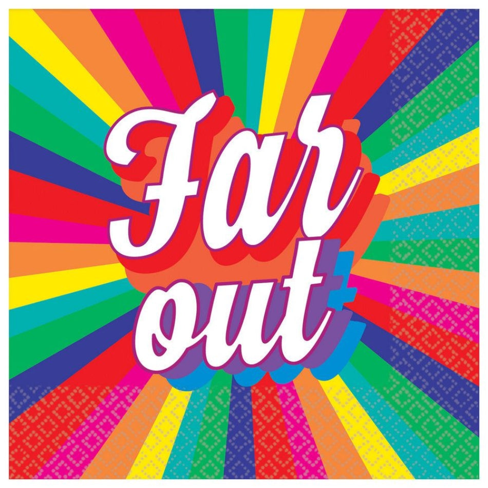 Good Vibes 70's Beverage Napkins Far Out 16pk - Party Savers