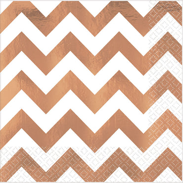 Silver Premium Chevron Hot-Stamped Lunch Napkins 16pk - Party Savers