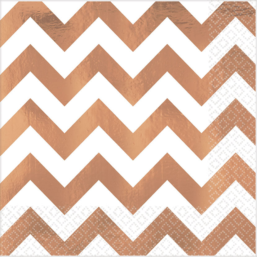 Gold Premium Chevron Hot-Stamped Lunch Napkins 16pk - Party Savers