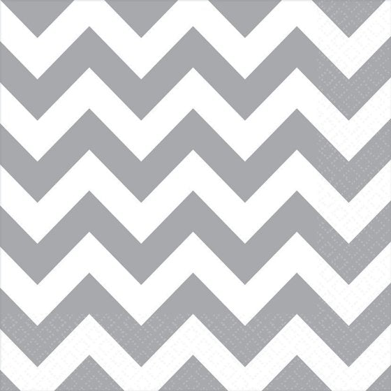 Frosty White Chevron Lunch Napkins 33cm x 33cm 16pk