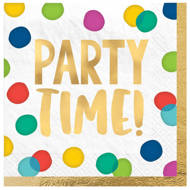 Happy Dots Party Time Hot Stamped Lunch Napkins 16pk