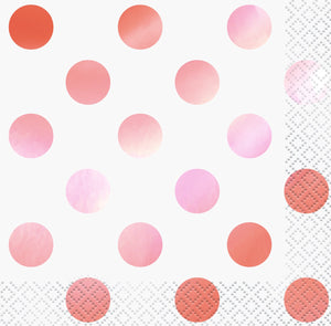 Red Foil Stamped Dots Beverage Napkins 16pk - Party Savers