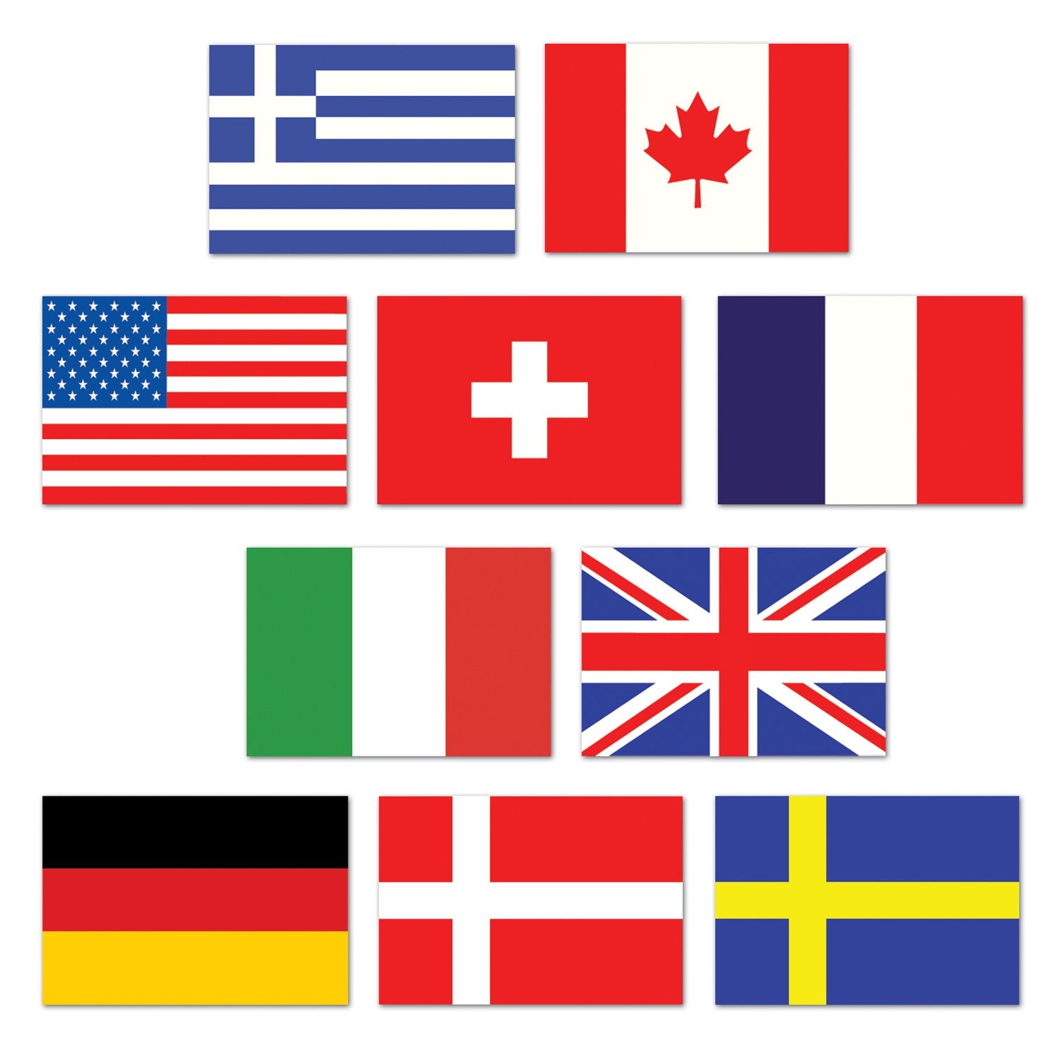 Mini International Flag Cardboard Cutouts 11cm 10pk - Party Savers