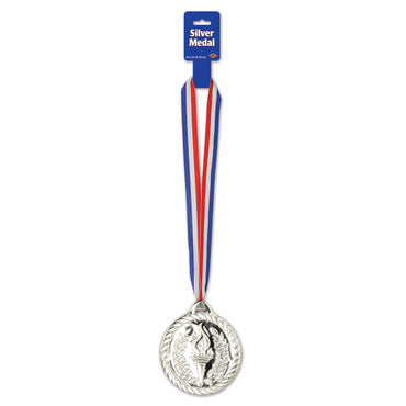 Silver Medal With Ribbon 10cm - Party Savers