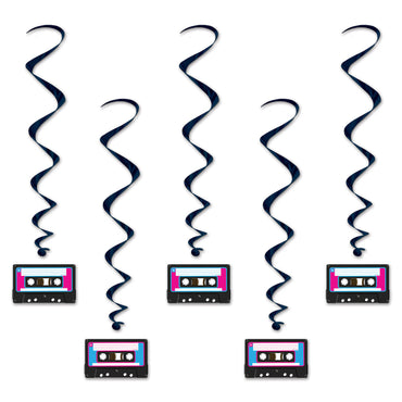 Cassette Tape Whirls 3ft 5pk - Party Savers