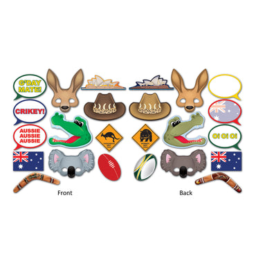 Australian Photo Booth Props Fun Signs 16cm to 28cm 12pk - Party Savers