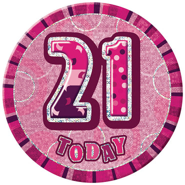 Black Glitz Birthday Badge - 21 - Party Savers